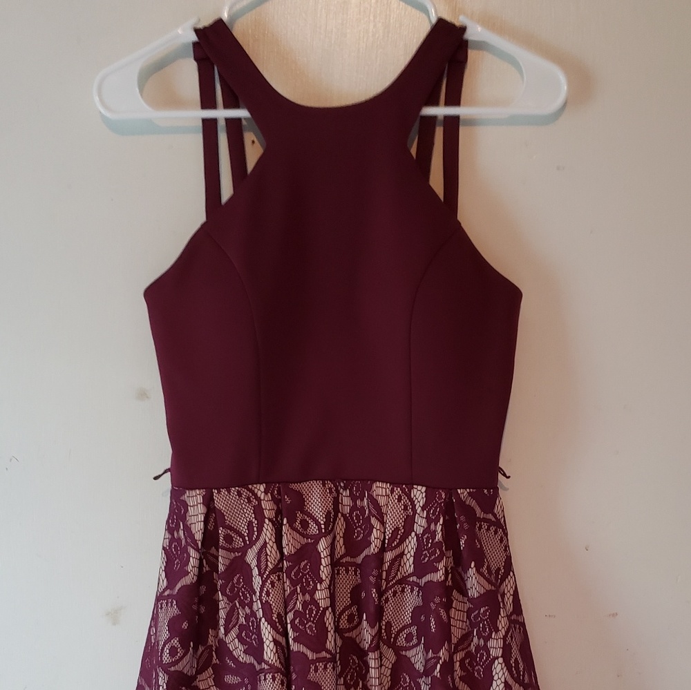 A maroon dress